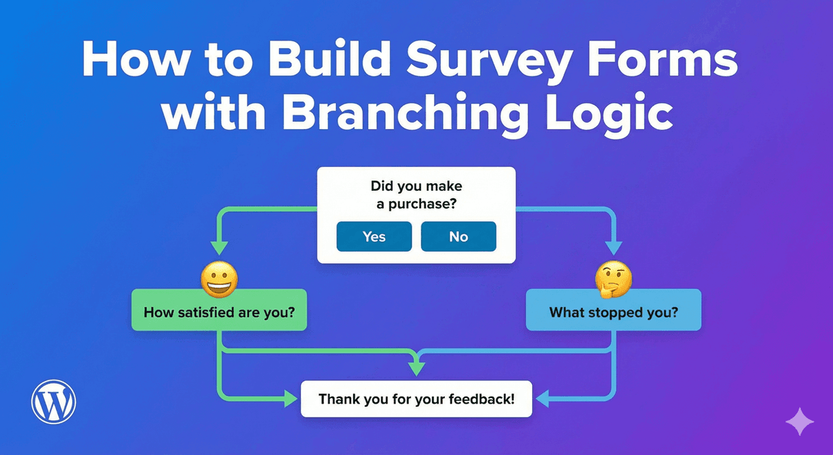 A survey form that branches to different questions based on answers