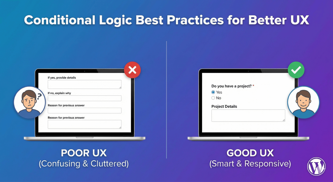 A clean form using conditional logic thoughtfully for good UX