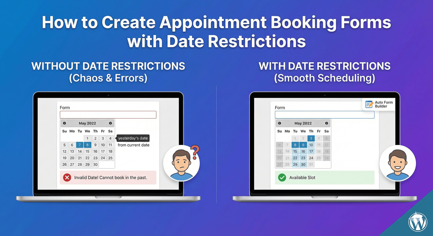 An appointment booking form with restricted, valid dates only