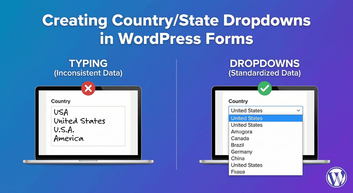 Country and state dropdowns on a WordPress address form