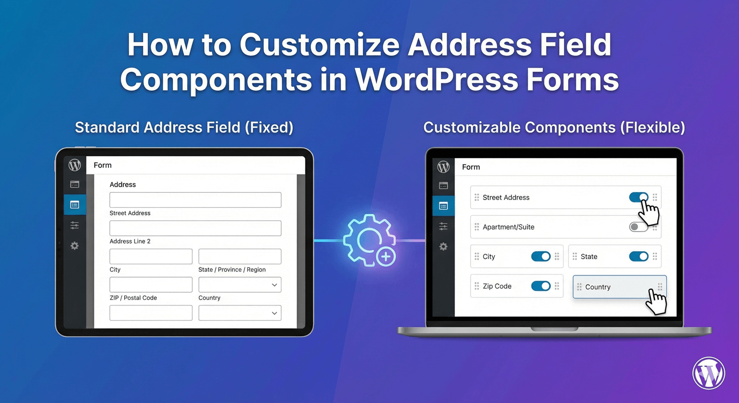 Customizing the components of an address field in a WordPress form