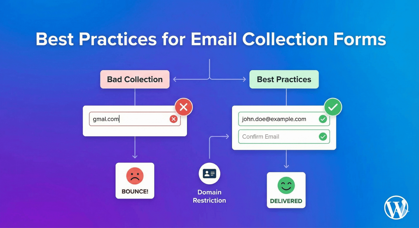 An email collection form with validation and a consent checkbox