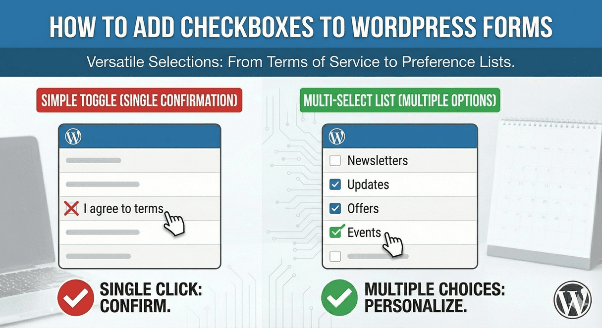 Single and multi-option checkboxes on a WordPress form