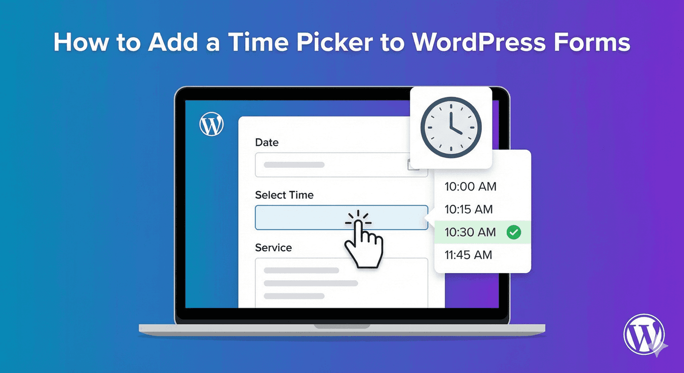 A time picker dropdown open on a WordPress booking form