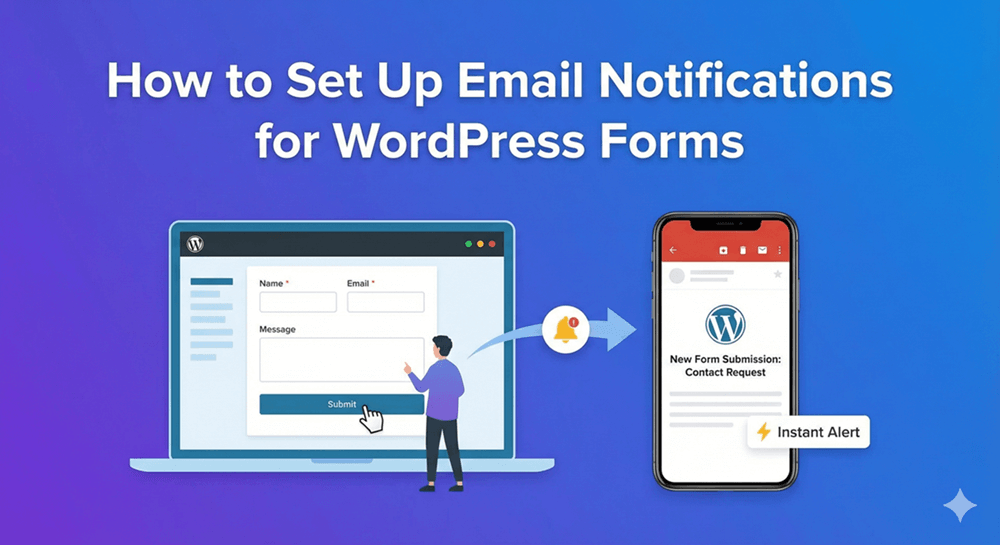 Configuring email notification settings for a WordPress form