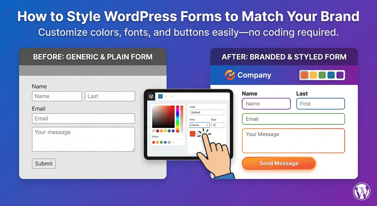 Styling a WordPress form's colors and fonts with a live preview