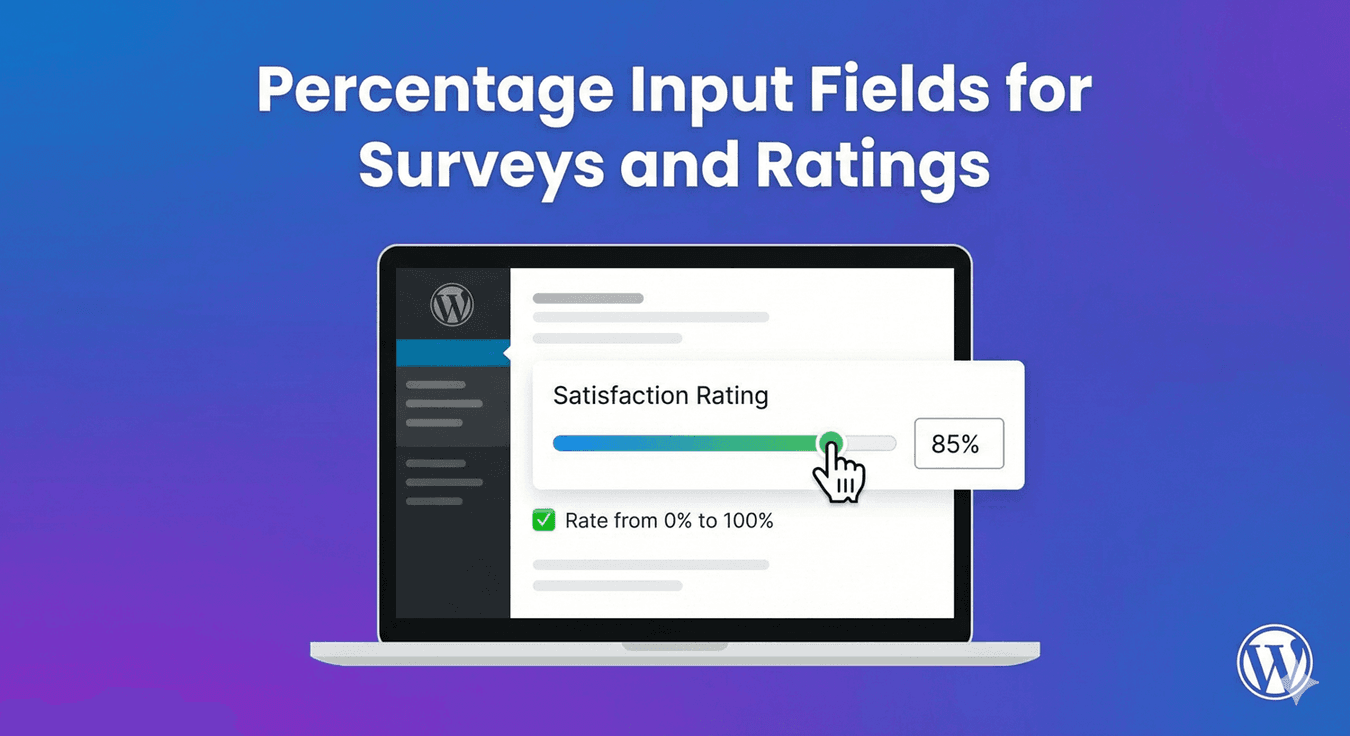 A number field displayed as a percentage input on a WordPress form