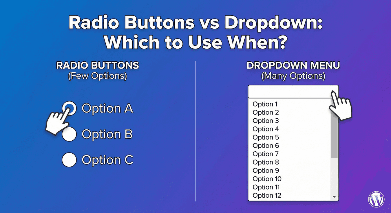 Radio buttons and a dropdown side by side on a WordPress form