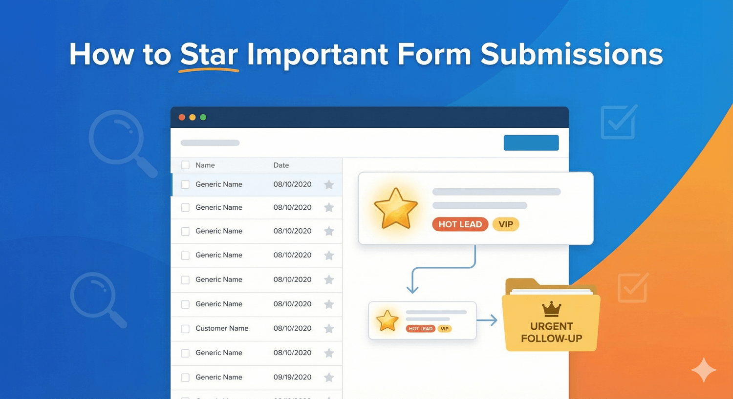 Starring an important form submission in the WordPress dashboard