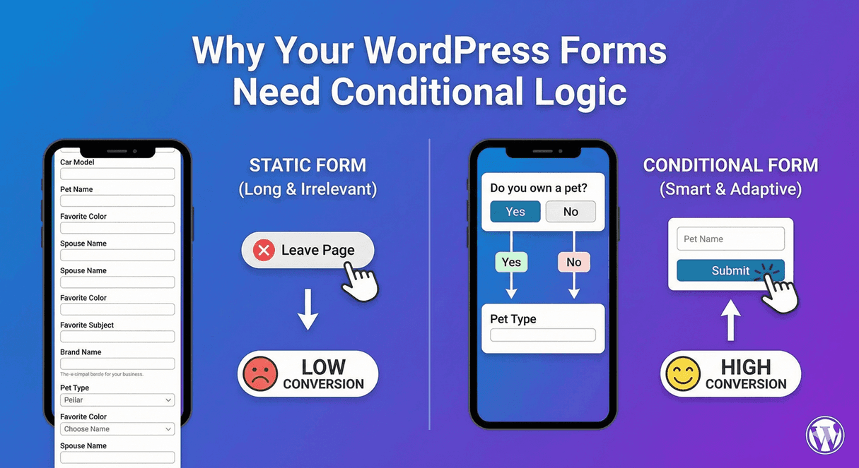 A form transformed by conditional logic into a shorter, smarter version